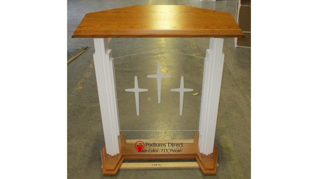 Wood with Acrylic Pulpit 701W Proclaimer-Back Pecan 711-Wood With Acrylic Pulpits, Podiums and Lecterns-Podiums Direct