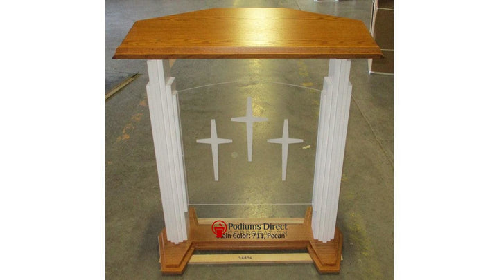 Wood with Acrylic Pulpit 701W Proclaimer-Back Pecan 711-Wood With Acrylic Pulpits, Podiums and Lecterns-Podiums Direct
