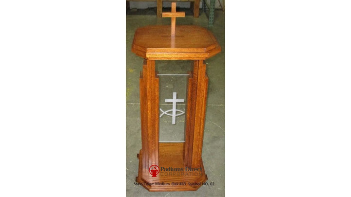 Baptistmal Font 709 Proclaimer-Front View-Tithe Boxes, Baptismal Font, Flower Stands, and Offering Tables-Medium Oak #43-Podiums Direct