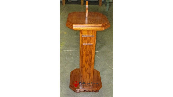 Baptistmal Font 709 Proclaimer-Front View-Tithe Boxes, Baptismal Font, Flower Stands, and Offering Tables-Side View Medium Oak #43-Podiums Direct