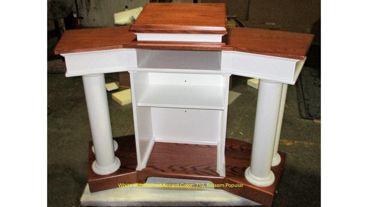 Church Wood Pulpit Custom No. 810-Back White with 712 Balsam Popular-Church Solid Wood Pulpits, Podiums and Lecterns-Podiums Direct