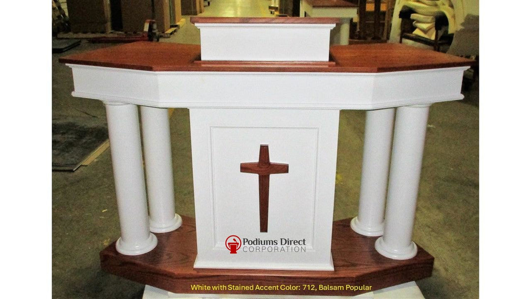 Church Wood Pulpit Custom No. 810-Front White with 712 Balsam Popular-Church Solid Wood Pulpits, Podiums and Lecterns-Podiums Direct