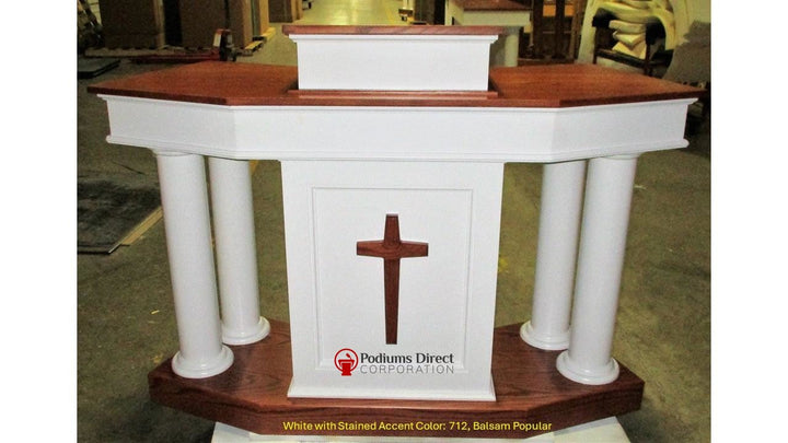 Church Wood Pulpit Custom No. 810-Front White with 712 Balsam Popular-Church Solid Wood Pulpits, Podiums and Lecterns-Podiums Direct