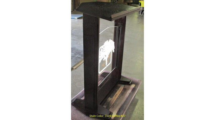 Wood with Acrylic Pulpit 701 Proclaimer-Side Dark Coffee 37-Wood With Acrylic Pulpits, Podiums and Lecterns-Podiums Direct