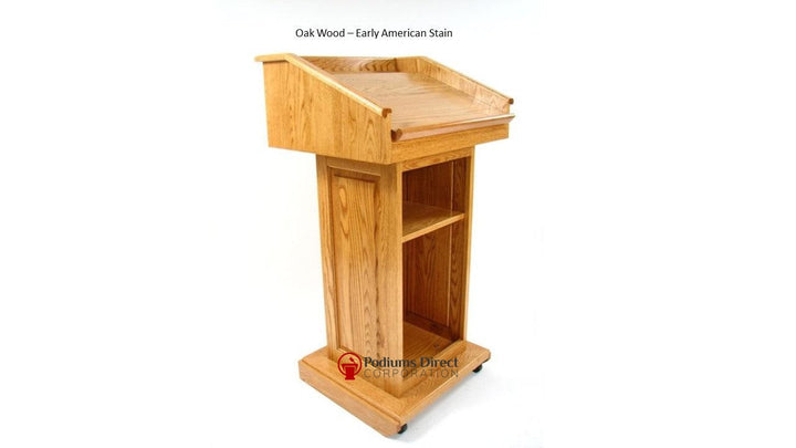 Handcrafted Solid Hardwood Lectern CLR235 Counselor Back Oak Wood Early American-Handcrafted Solid Hardwood Pulpits, Podiums and Lecterns-Podiums Direct