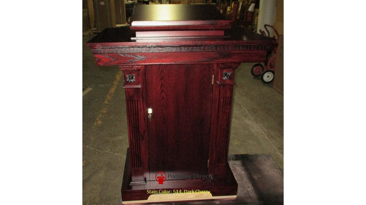 Church Wood Pulpit Pedestal NO 8201-Back 514 Dark Cherry-Church Solid Wood Pulpits, Podiums and Lecterns-Podiums Direct