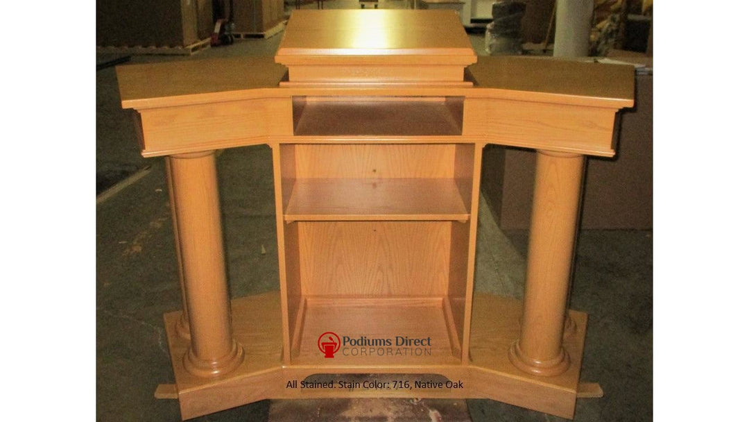Church Wood Pulpit Custom No. 810-All Stained Back 716 Native Oak-Church Solid Wood Pulpits, Podiums and Lecterns-Podiums Direct