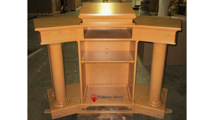 Church Wood Pulpit Custom No. 810-All Stained Back 716 Native Oak-Church Solid Wood Pulpits, Podiums and Lecterns-Podiums Direct