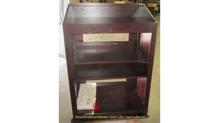 LCD Digital Display Lectern PD 4896-Back without Monitor Dark Coffee 37-LCD Digital Display Lecterns-Podiums Direct