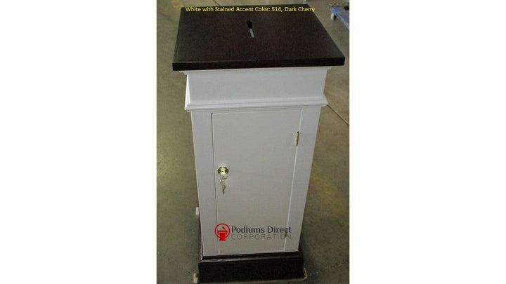 Tithe Box NO 80 Tithe/Prayer Box-Back 514 Dark Cherry-Tithe Boxes, Baptismal Font, Flower Stands, and Offering Tables-Podiums Direct