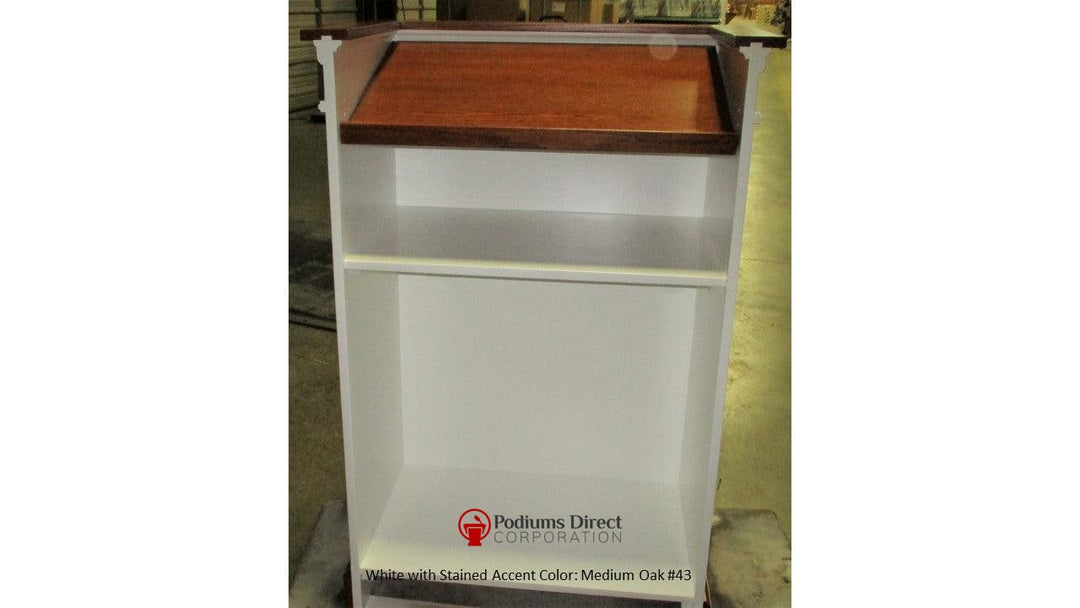 Church Wood Pulpit Single NO 821-Back White Medium Oak 43-Church Solid Wood Pulpits, Podiums and Lecterns-Podiums Direct