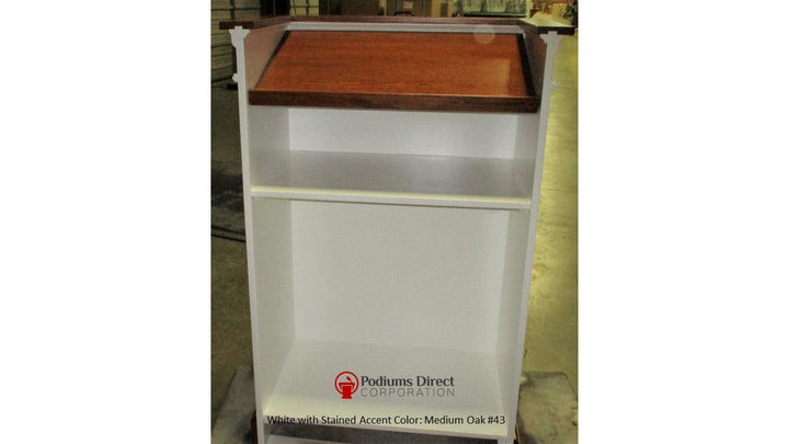 Church Wood Pulpit Single NO 821-Back White Medium Oak 43-Church Solid Wood Pulpits, Podiums and Lecterns-Podiums Direct