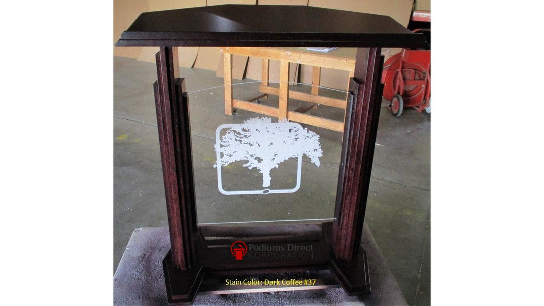 Wood with Acrylic Pulpit 701 Proclaimer-Back Dark Coffee 37-Wood With Acrylic Pulpits, Podiums and Lecterns-Podiums Direct