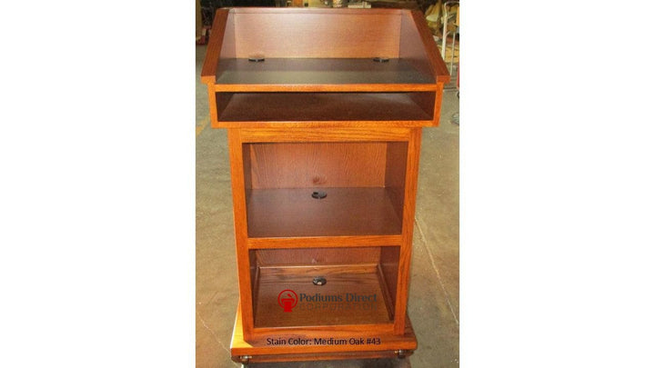 Handcrafted Solid Hardwood Lectern Conquest-Back Medium Oak 43-Handcrafted Solid Hardwood Pulpits, Podiums and Lecterns-Podiums Direct