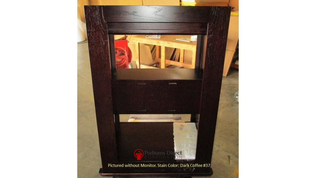 LCD Digital Display Lectern PD 4896-Front without Monitor Dark Coffee 37-LCD Digital Display Lecterns-Podiums Direct