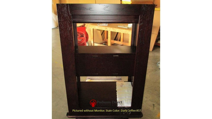 LCD Digital Display Lectern PD 4896-Front without Monitor Dark Coffee 37-LCD Digital Display Lecterns-Podiums Direct