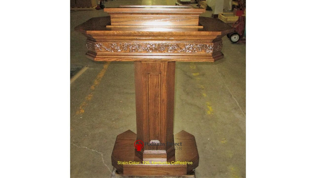 Church Wood Pulpit Pedestal NO 5402-Front 126 Kentucky Coffeetree-Church Solid Wood Pulpits, Podiums and Lecterns-Podiums Direct