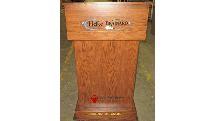 Handcrafted Solid Hardwood Lectern Conquest-Front Logo 128 Chestnut-Handcrafted Solid Hardwood Pulpits, Podiums and Lecterns-Podiums Direct