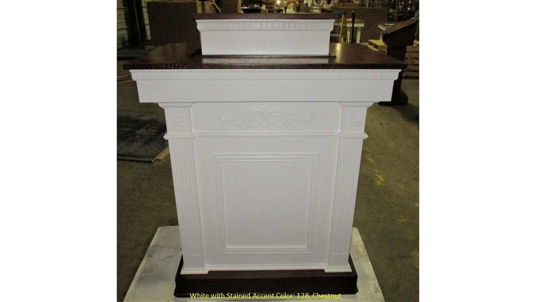 Church Wood Pulpit Colonial Tiered TSP-620- Front 128 Chestnut-Church Solid Wood Pulpits, Podiums and Lecterns-Podiums Direct