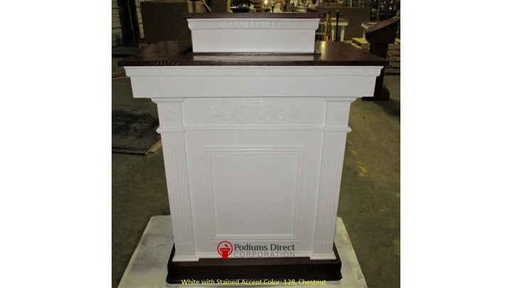 Church Wood Pulpit Colonial Tiered TSP-620- Front 128 Chestnut-Church Solid Wood Pulpits, Podiums and Lecterns-Podiums Direct