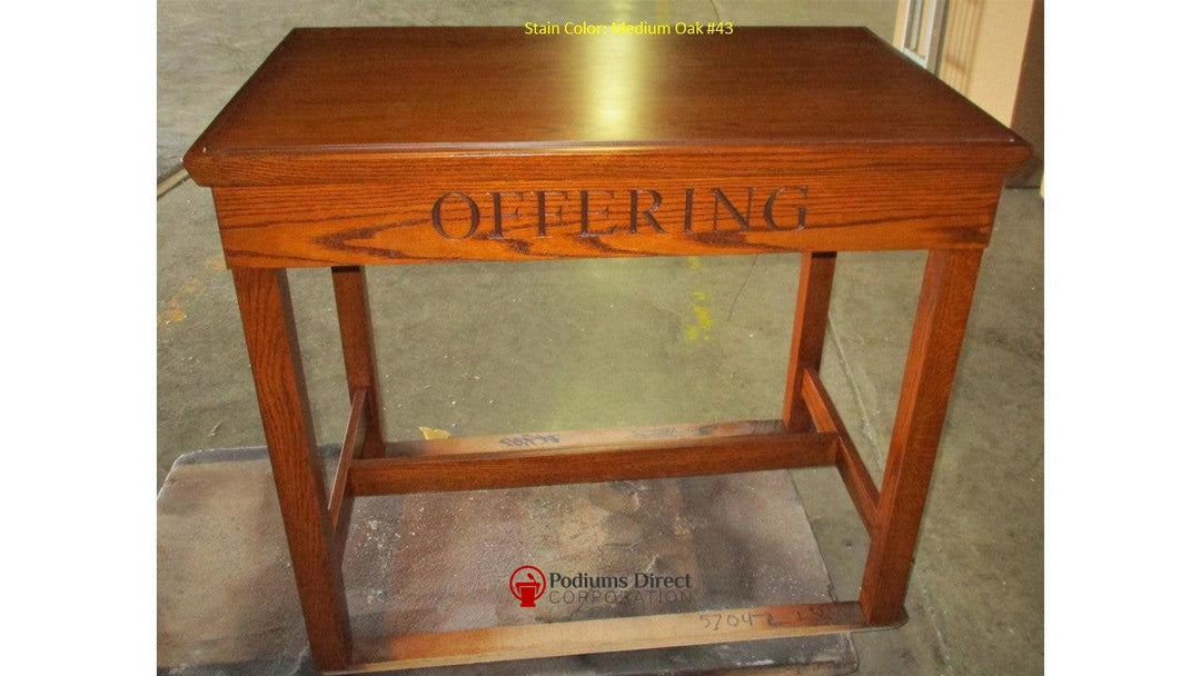 Offering Table 305-Front Medium Oak 43Tithe Boxes, Baptismal Font, Flower Stands, and Offering Tables -Podiums Direct