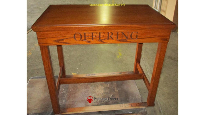 Offering Table 305-Front Medium Oak 43Tithe Boxes, Baptismal Font, Flower Stands, and Offering Tables -Podiums Direct
