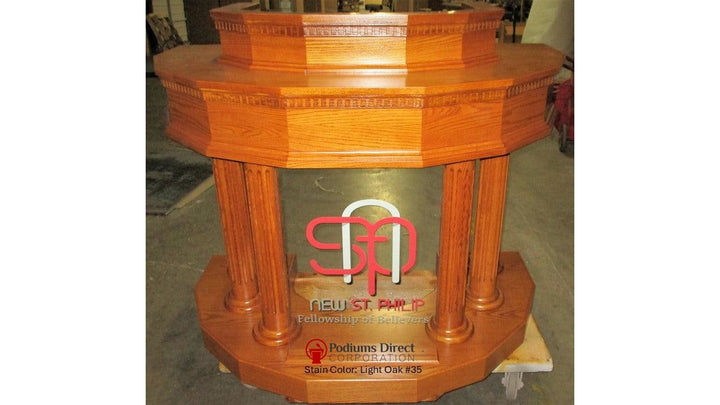 Wood with Acrylic Pulpit Custom No. 5-Front Light Oak 35-Wood With Acrylic Pulpits, Podiums and Lecterns-Podiums Direct