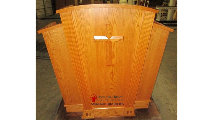 Church Wood Pulpit Victory Style with Fluting 310-Front Light Oak 35-Church Solid Wood Pulpits, Podiums and Lecterns-Podiums Direct