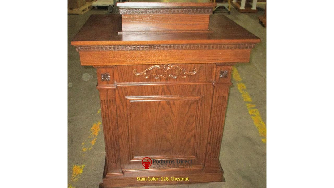 Church Wood Pulpit Tiered TSP-120-Front 128 Chestnut-Church Solid Wood Pulpits, Podiums and Lecterns-Podiums Direct
