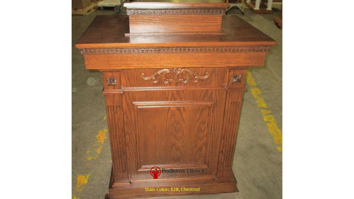 Church Wood Pulpit Tiered TSP-120-Front 128 Chestnut-Church Solid Wood Pulpits, Podiums and Lecterns-Podiums Direct