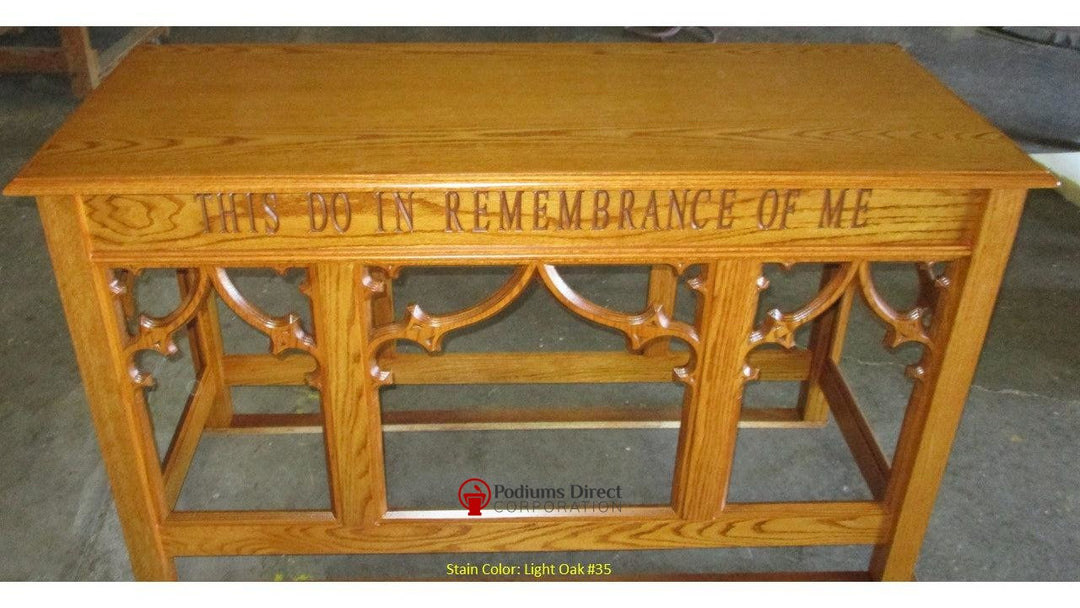 Communion Table NO 205-Front Light Oak 35-Communion Tables and Altars-Podiums Direct
