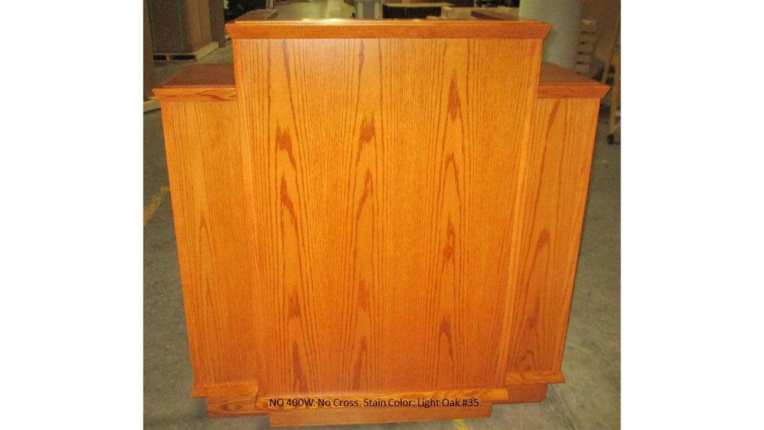 Church Wood Pulpit Wing NO 400W-Front No Cross Light Oak 35-Church Solid Wood Pulpits, Podiums and Lecterns-Podiums Direct