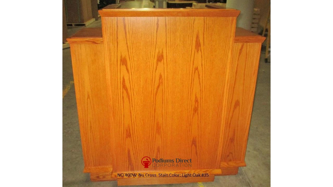 Church Wood Pulpit Wing NO 400W-Front No Cross Light Oak 35-Church Solid Wood Pulpits, Podiums and Lecterns-Podiums Direct