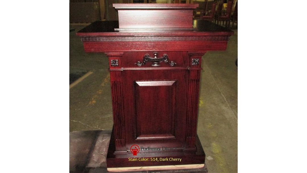 Church Wood Pulpit Pedestal NO 8201-Front 514 Dark Cherry-Church Solid Wood Pulpits, Podiums and Lecterns-Podiums Direct