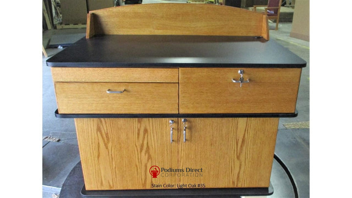 Handcrafted Solid Hardwood Lectern Fortress-Front Light Oak 35-Multimedia Podiums and Lecterns-Podiums Direct