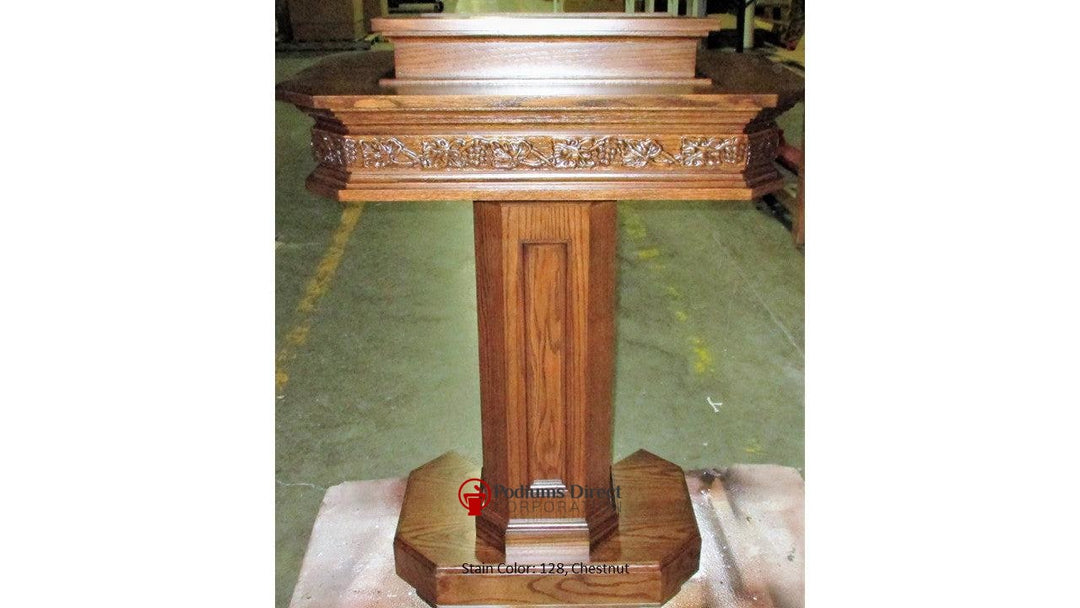 Church Wood Pulpit Pedestal NO 5402- Front 128 Chestnut-Church Solid Wood Pulpits, Podiums and Lecterns-Podiums Direct
