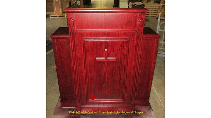 Church Wood Pulpit TWP-105-Front 120 Mountain Maple with Cross Option-Church Wood Pulpits, Podiums and Lecterns-Podiums Direct