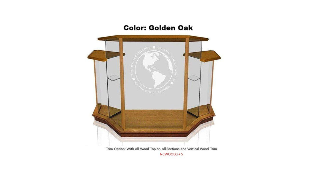 Glass Pulpit NC8WC/NC8CG Prestige Winged PRESTIGE-NCWOOD3 5-Glass Pulpits, Podiums and Lecterns and Communion Tables-Podiums Direct