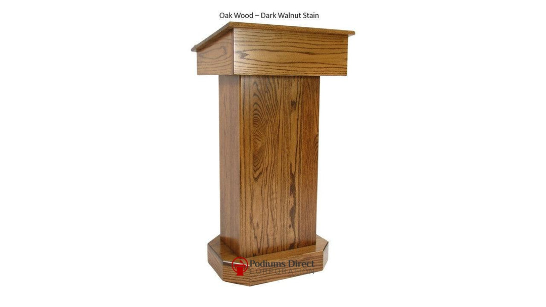 Handcrafted Solid Hardwood Lectern SNT244 Senator-Oak Wood Dark Walnut-Handcrafted Solid Hardwood Pulpits, Podiums and Lecterns-Podiums Direct