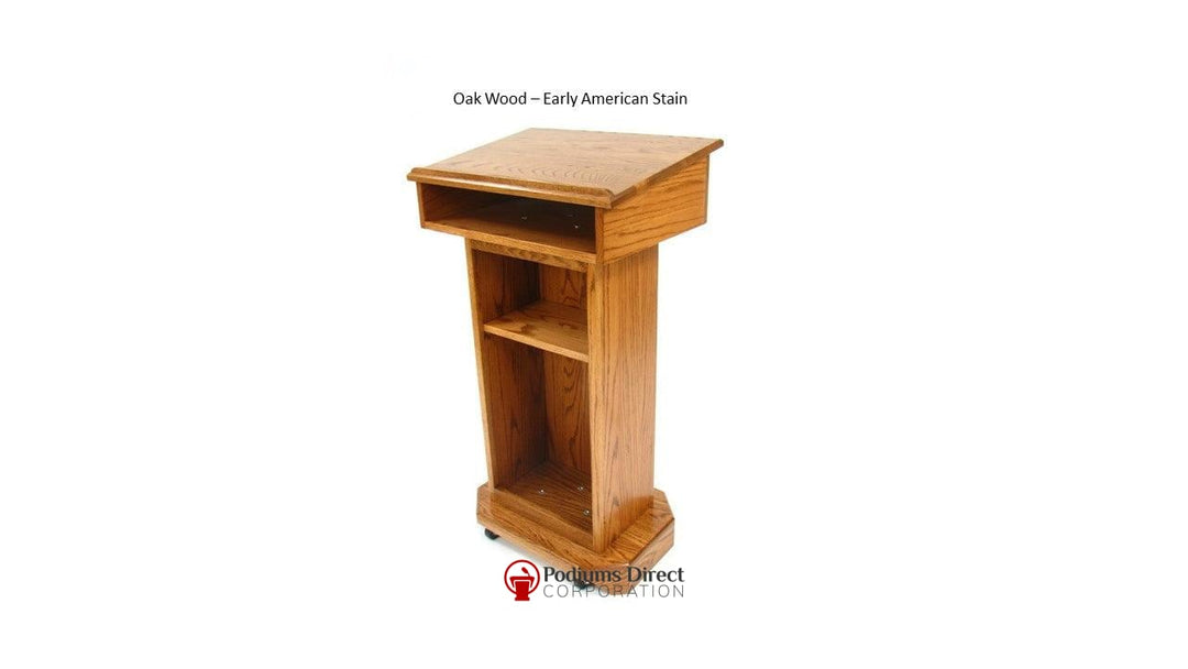 Handcrafted Solid Hardwood Lectern SNT244 Senator-Oak Wood Early American-Handcrafted Solid Hardwood Pulpits, Podiums and Lecterns-Podiums Direct