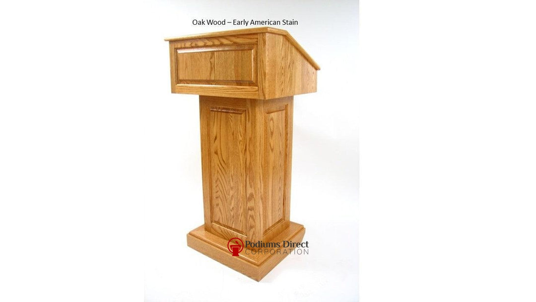 Handcrafted Solid Hardwood Lectern CLR235 Counselor Front Oak Wood Early American-Handcrafted Solid Hardwood Pulpits, Podiums and Lecterns-Podiums Direct