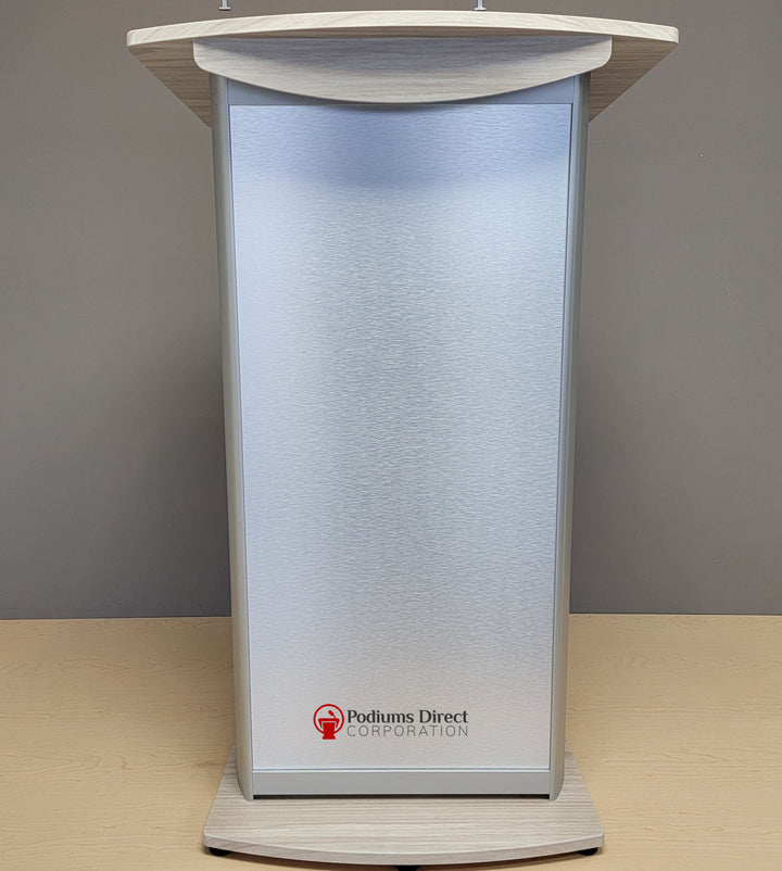 Contemporary Lectern and Podium VH1 Custom Aluminum Lectern- Front Creme De La Creme-Contemporary Lecterns and Podiums-Podiums Direct