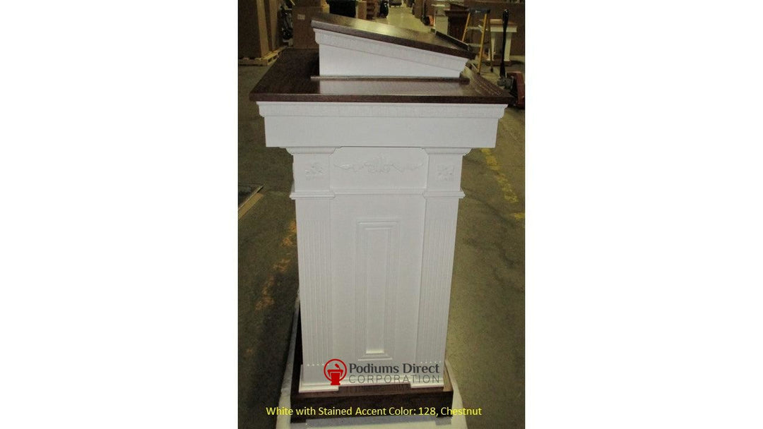 Church Wood Pulpit Colonial Tiered TSP-620- Side 128 Chestnut-Church Solid Wood Pulpits, Podiums and Lecterns-Podiums Direct