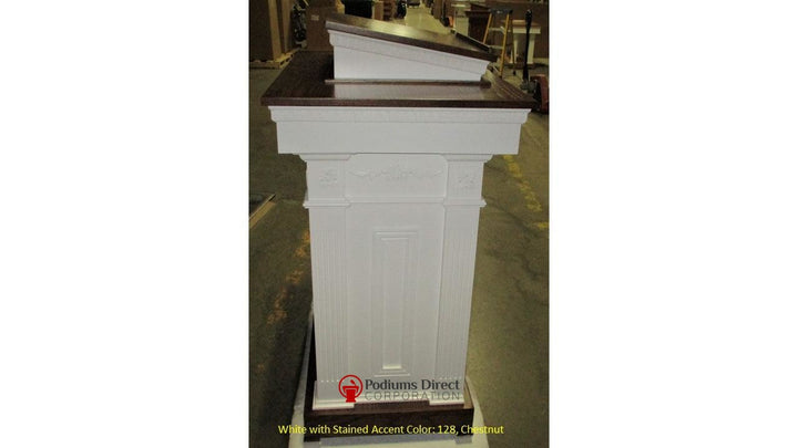 Church Wood Pulpit Colonial Tiered TSP-620- Side 128 Chestnut-Church Solid Wood Pulpits, Podiums and Lecterns-Podiums Direct