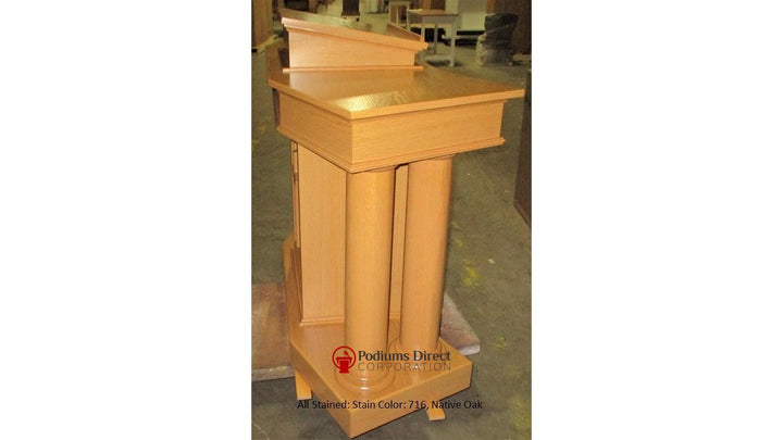 Church Wood Pulpit Custom No. 810-All Stained Side 716 Native Oak-Church Solid Wood Pulpits, Podiums and Lecterns-Podiums Direct