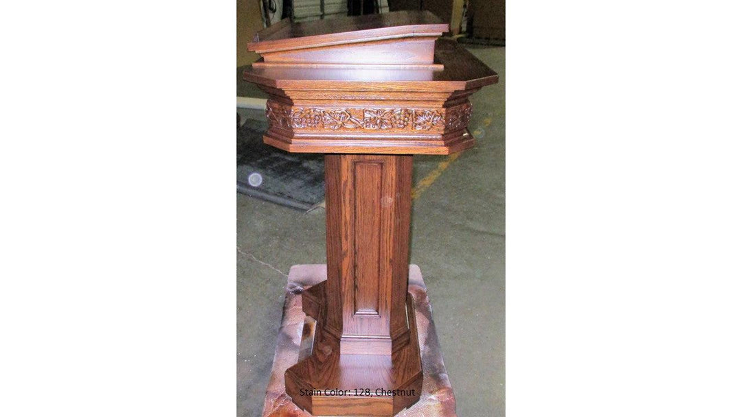 Church Wood Pulpit Pedestal NO 5402- Side 128 Chestnut-Church Solid Wood Pulpits, Podiums and Lecterns-Podiums Direct