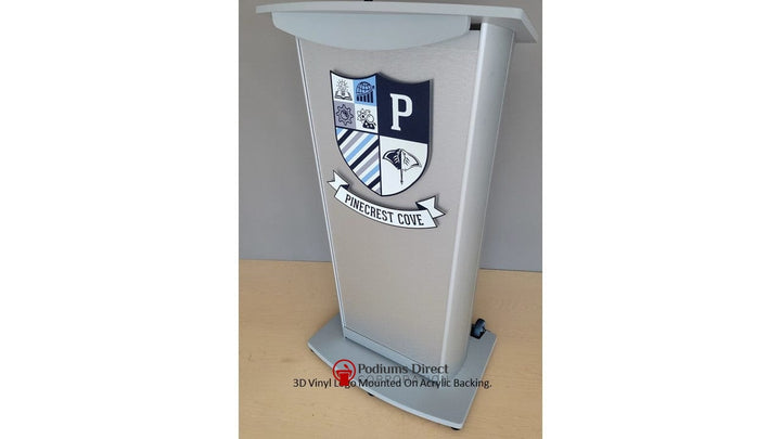 Contemporary Lecterns and Podium VH1 Standard Aluminum Lectern-Example 2 of 3D Logo-Contemporary Lecterns and Podiums-Podiums Direct