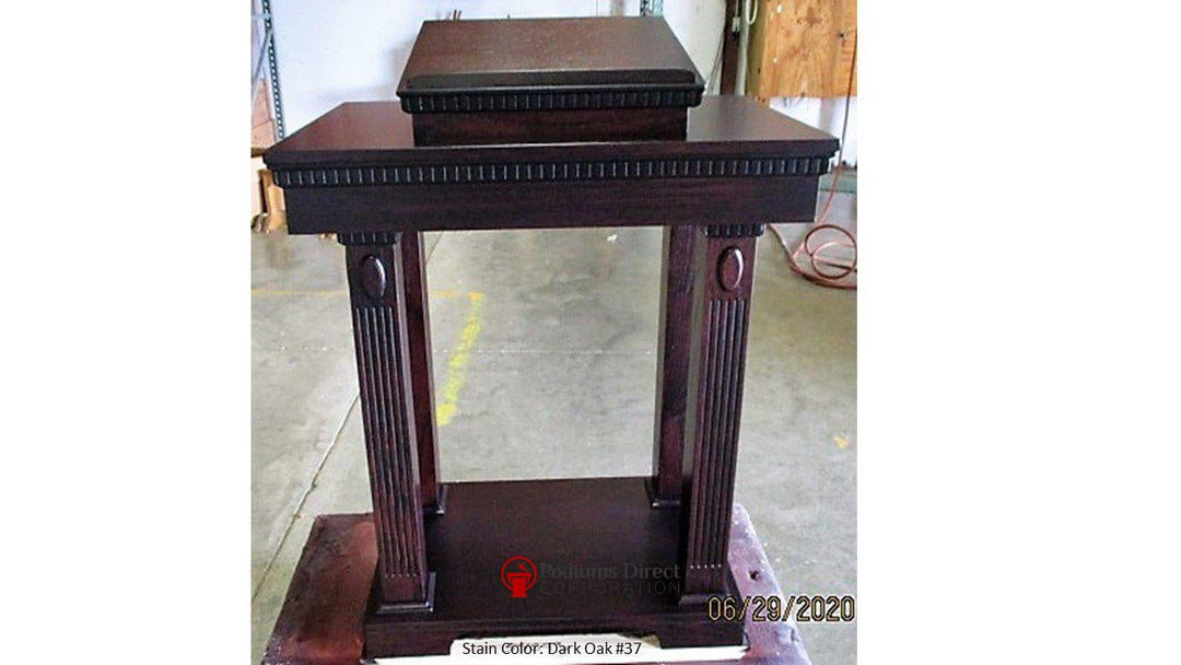 Church Wood Pulpit Open Tiered TOP-120-Church Solid Wood Pulpits, Podiums and Lecterns-Back View-Podiums Direct