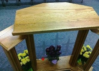 Wood with Acrylic Pulpit w/Wings 702 Proclaimer-Top View-Wood With Acrylic Pulpits, Podiums and Lecterns-Podiums Direct