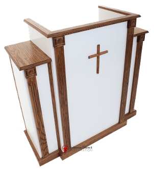 Church Wood Pulpit White w/Cross, Fluting & Scrollwork 900-W-Top View-Church Solid Wood Pulpits, Podiums and Lecterns-Podiums Direct